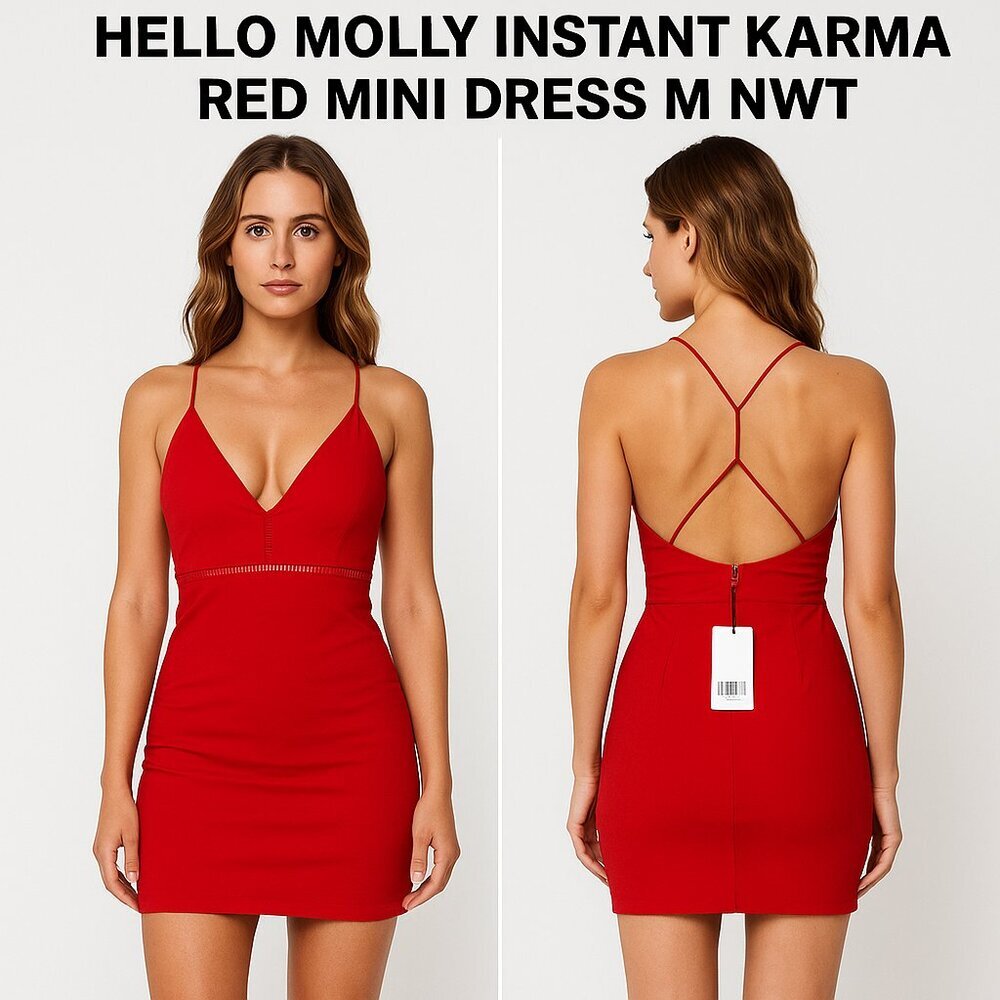 Hello Molly Instant Karma Red Mini Dress M Nwt